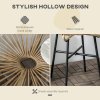 Outsunny Rattan Side Table, Round Outdoor Coffee Table, with Round PE Rattan and Tempered Glass Tabletop for Patio, Garden, Balcony, Beige