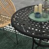 Outsunny Garden Table with Parasol Hole, 90cm Round Outdoor Dining Table for 2-4, Cast Aluminium Bistro Coffee Table for Balcony - Black