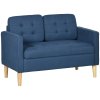 HOMCOM Modern 2 Seater Sofa with Hidden Storage, 117cm Tufted Cotton Couch with Wood Legs, Compact Loveseat for Living Room, Kitchen