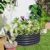 Outsunny Galvanised Raised Garden Bed with Safety Edging, Outdoor Raised Planter Box with Gloves and Open Bottom, Metal Raised Bed for Flowers, Vegetables and Herbs, 120 x 120 x 43cm, Dark Grey