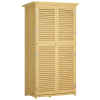 Outsunny 87 x 47 x 160cm Wooden Garden Shed, Sheds & Outdoor Storage with Asphalt Roof and 2 Lockable Doors, Natural