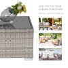 Outsunny Rattan Garden Coffee Table, 65 cm Square Garden Rattan Table with Tempered Glass Top, All-Weather Wicker Bistro Outdoor Furniture for Patio, Balcony, Porc, Grey