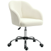 HOMCOM Office Chair, Teddy Fleece Swivel Computer Desk Chair, Makeup Vanity Seat with Adjustable Height for Home Study Bedroom, Cream White