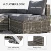 Outsunny Armless Rattan Garden Chair, Outdoor Rattan Chair with Cushions, PE Wicker Garden Furniture with Steel Frame, Adjustable Footpads for Garden, Terrace, Deep Grey
