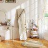 HOMCOM Full Length Mirror, 40 x 160 cm, Rectangular Full Body Mirror with Curved Corners for Bedroom, Living Room, Cloakroom, Floor Standing or Leaning Against Wall, Gold Tone