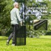 Outsunny Folding Grill Table, 4.5ft Portable Camping Table with 2 Wing Panels, Height Adjustable Metal Picnic Table for Camping, Picnic and BBQ, Black