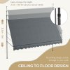 Outsunny 3.5 x 1.2m Free Standing Retractable Awning, Non-Screw Patio Sun Shade Shelter with Support Pole Stand and UV Resistant Fabric, for Window, Door, Porch, Deck, Dark Grey