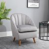 HOMCOM Velvet Armchair, Modern Accent Chair, Upholstered Tub Chair with Solid Wood Legs and Seat Cushion for Living Room, Grey