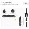 Outsunny 3x2m Patio Parasol Garden Umbrellas Canopy with Aluminium Tilt Crank Rectangular Sun Shade Steel, Black