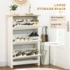 HOMCOM Narrow Shoe Cabinet, Space Saving Shoe Storage Cabinet with 3 Flip Drawers and Adjustable Shelves for 18 Pairs of Shoes for Hallways and Living Room, White