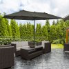 Outsunny 4.6m Large Garden Parasol Double-Sided Sun Umbrella Patio Market Canopy Shade Outdoor Grey - NO BASE