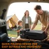 Outsunny 140L Festival Trolley on Wheels, Folding Camping Trolley Cart with Telescopic Handle, Big Wheels for Outdoor Garden Beach Fishing, Black