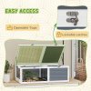 PawHut Tortoise House, Wooden Tortoise Table, Tortoise Enclosure with Adjustable Lamp Holder, Openable Lids, Pull-Out Trays - Grey