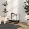 PawHut Raised Dog Bowl, Elevated Dog Bowl with Adjustable Height Stand, 2 Stainless Steel Bowls, for Small Medium Large Dogs - Black