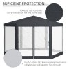 Outsunny 4M Hexagon Gazebo, Netting Party Tent, Patio Canopy Outdoor Event Shelter for Activities, Shade Resistant, Dark Grey