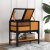 PawHut Tortoise House w/ Shelf, Small Pet Reptile Wooden House w/ Hide Shelter Den and Run, Lamp Holder, Tray, for Indoors, Outdoors - Yellow