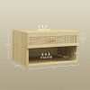 HOMCOM Floating Bedside Tables, Nordic Nightstands Set of 2 with Rattan Drawer and Open Shelf for Bedroom, Nature Wood Finish