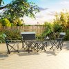 Outsunny 4 Piece Foldable Camping Table and Chairs Set, Portable Picnic Table with 3 Chairs, Cup Holders and Carrying Bag, Outdoor Lightweight Table Set for BBQ, Picnic, Parties, Grey