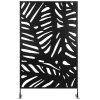 Outsunny Decorative Garden Privacy Screen with Stand, 6.5FT Freestanding Metal Outdoor Divider, Decorative Privacy Panel with Expansion Screws for Garden Pool Hot Tub, Large Leaves Style, Black