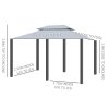 Outsunny 4m x 3(m)Garden Gazebo, Double Roof Outdoor Gazebo Canopy Shelter with Curtains, Solid Steel Frame for Patio, Garden