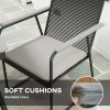 Outsunny 6 Seater Garden Dining Set with Soft Cushions, Rattan Backrest, Rectangular Plastic Top, Garden Furniture Set, Outdoor Dining Table and Chairs for Patio, Balcony, Poolside, Grey