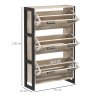 HOMCOM 3 Drawers Narrow Shoe Cabinet, 18 Pairs Shoe Storage Cupboard with 3 Flip Doors and Adjustable Shelves for Entryway, Hallway, Natural Wood-effect