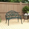 Outsunny 2 Seater Garden Bench, Cast Aluminium Outdoor Garden Loveseat, Antique Rose Style Outdoor Bench Seat with Back and Armrests for Patio, Porch, Park, Green