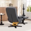 HOMCOM Rocker Swivel Recliner Chair with Footstool, Linen Fabric Recliner Armchair with Ottoman, Wood Base, Upholstered Reclining Chair for Living Room, Bedroom, Office, Charcoal Grey