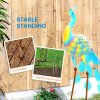 Outsunny Peacock Garden Statue, Standing Garden Ornament, Metal Garden Gift with Stakes for Patio Pond Landscape Decoration, Multi-Colour