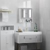 kleankin Mirror Cabinet Wall Mounted with Double Mirrored Doors, Hanging Cabinet with Cupboard and Shelf, Bathroom Wall Storage Organiser