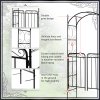 Outsunny Garden Decorative Metal Arch with Gate Outdoor Patio Trellis Arbor for Climbing Plant Archway Antique Black - 108L x 45W x 215Hcm