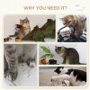 PawHut Three-Piece Wall-Mounted Cat Shelves, with Hammock, Cloud-Shaped Jumping Platform, Ladder, Scratching Post, Cat Wall Furniture with Play Ball for Large Cats - Grey