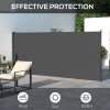 Outsunny Retractable Side Awning, Garden Privacy Screen Divider, Full Cassette Wind Breaker for Hot Tub, Balcony, Terrace, Pool, 400 x 180cm, Dark Grey