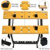 DURHAND 4-in-1 Work Bench, Folding Clamp Table w/ 4 Adjustable Clamping Pegs for DIY Home Garage, Black