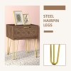 HOMCOM Bedside Table with Drawer, Wooden Nightstand, Modern Sofa Side Table with Gold Tone Metal Legs and Handles for Living Room, Bedroom, Easy Assembly, 40x41x 49cm, Brown