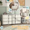 HOMCOM Kids Storage Units with 9 Drawers 3 Tier Chest Vertical Dresser Tower Toy Organiser for Nursery Playroom Kindergarten Cream