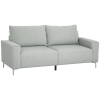 HOMCOM Modern 3 Seater Sofa with Spring Cushion, 193cm Fabric Sofa Couch with Back Pillows, Upholstered Corduroy Settee for Living Room, Bedroom, Home Office, Light Grey