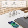 HOMCOM Computer Desk with Power Outlets, 120 x 60 cm Home Office Desk with Reversible Storage Shelves and Headphone Hook, Study Table Workstation for Bedroom, White