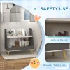 HOMCOM Kids Storage Shelf, 2-Tier Kids Book Shelf with 5 Compartments, Anti-Tip Device, Pine Wood Legs, for Nursery, Playroom, Classroom - Grey