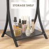 HOMCOM Full Length Mirror, Free Standing Floor Mirror, Full Body Mirror with Adjustable Angle and Storage Shelf for Living Room, Bedroom, Hallway, 108 x 37cm, Black
