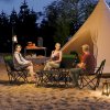 Outsunny 4 Piece Foldable Camping Table and Chairs Set, Portable Picnic Table with 3 Chairs, Cup Holders and Carrying Bag, Outdoor Lightweight Table Set for BBQ, Picnic, Parties, Olive Green