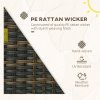 Outsunny 2 Pieces PE Rattan Garden Chairs with Cushion, Patio Wicker Dining Chairs with Backrest for Patio, Deck, Garden, Brown