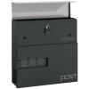 HOMCOM Wall Mounted Post Box with Viewing Window, 2 Lock, Modern Galvanised Steel Mailbox with Copper Core, Weatherproof Letterbox for Outdoor Use, Easy to Install, Charcoal Grey