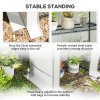 Outsunny 3 Tier Lean-to Mini Greenhouse with Reinforced PE Cover, Portable Small Greenhouse with Roll-Up Door, Grey Hemmed Edging, 144 x 48 x 152cm, White