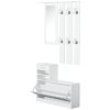 HOMCOM 2PC Shoes Storage Chest Cloths Rack Unit w/Mirror Multiple Shelves Large Storage Capacity Shoes Cabinet 6 Hooks Cloth Rack