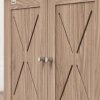 PawHut Cat Litter Box Enclosure, Cats House Litter Box Furniture with Double Doors and Side Entrance, Non-Slip Pads, Indoor Kitty House Hidden Washroom Toilet for Living Room, Walnut Brown