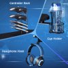 HOMCOM RGB 120 x 66cm Gaming Desk, Computer Table with Carbon Fibre Surface, Headphone Hook, Cup Holder, Controller Rack, Home Office Desk