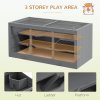 PawHut Wooden Hamster Cage, Small Animals Hutch with Tray, Openable Top, Exercise Run, Grey