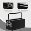 DURHAND Metal Tool Box 3 Tier 5 Tray Professional Portable Storage Cabinet Workshop Cantilever Toolbox with Carry Handle, 45cmx20cmx34.5cm, Black