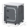 Outsunny 2-Shelf Camping Cupboard Camping Kitchen Station Cook Table Aluminum, Storage Organiser for BBQ Party Picnics Backyards with Carrying Bag